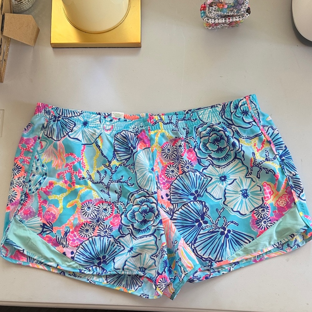 Lilly Pulitzer Aqua and Floral Print Shorts